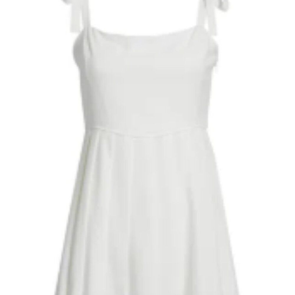 Women's Nordstrom BP Tie Strap Pleated Minidress In White Blanc Size S